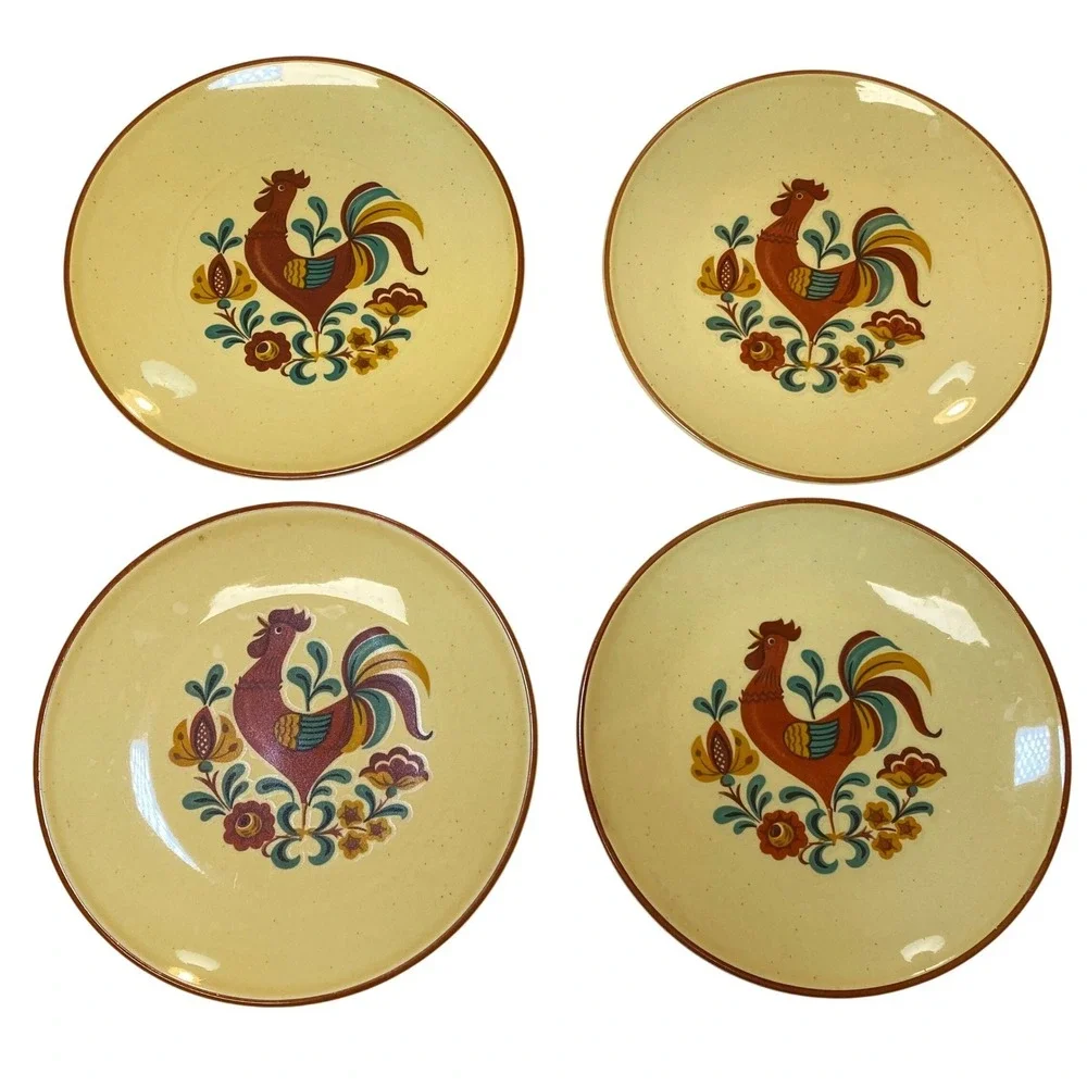 Vintage TS&T‎ Reveille Rooster Bread & Butter Plates Set of 4 6-5/8
